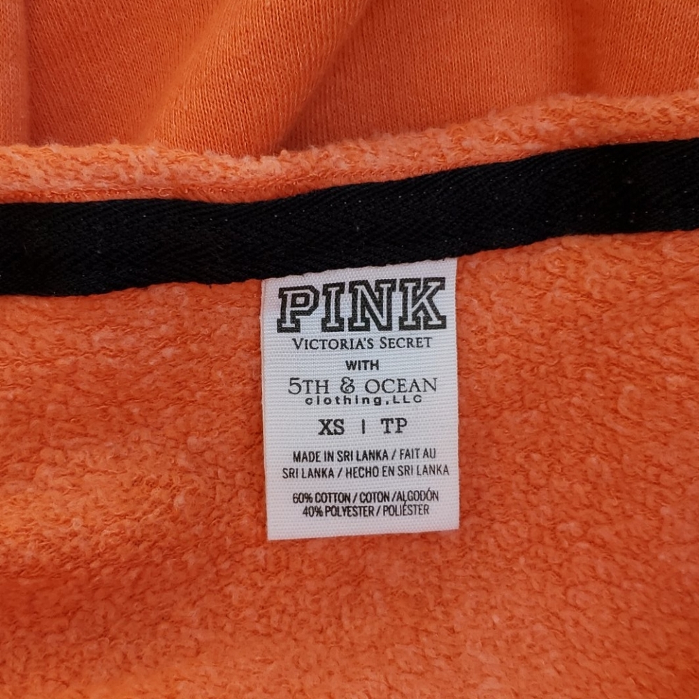 Pink Victory Secret Orange Sweatshirt 😍 off the shoulders a bit - Picture 7 of 7